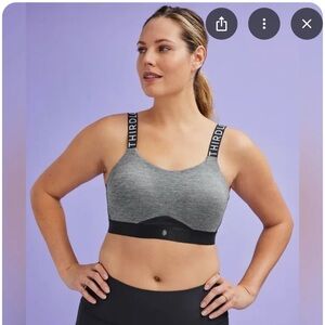 Third Love, Kinetic- Adjustable Sports Bra, 32D, grey/black with logo straps